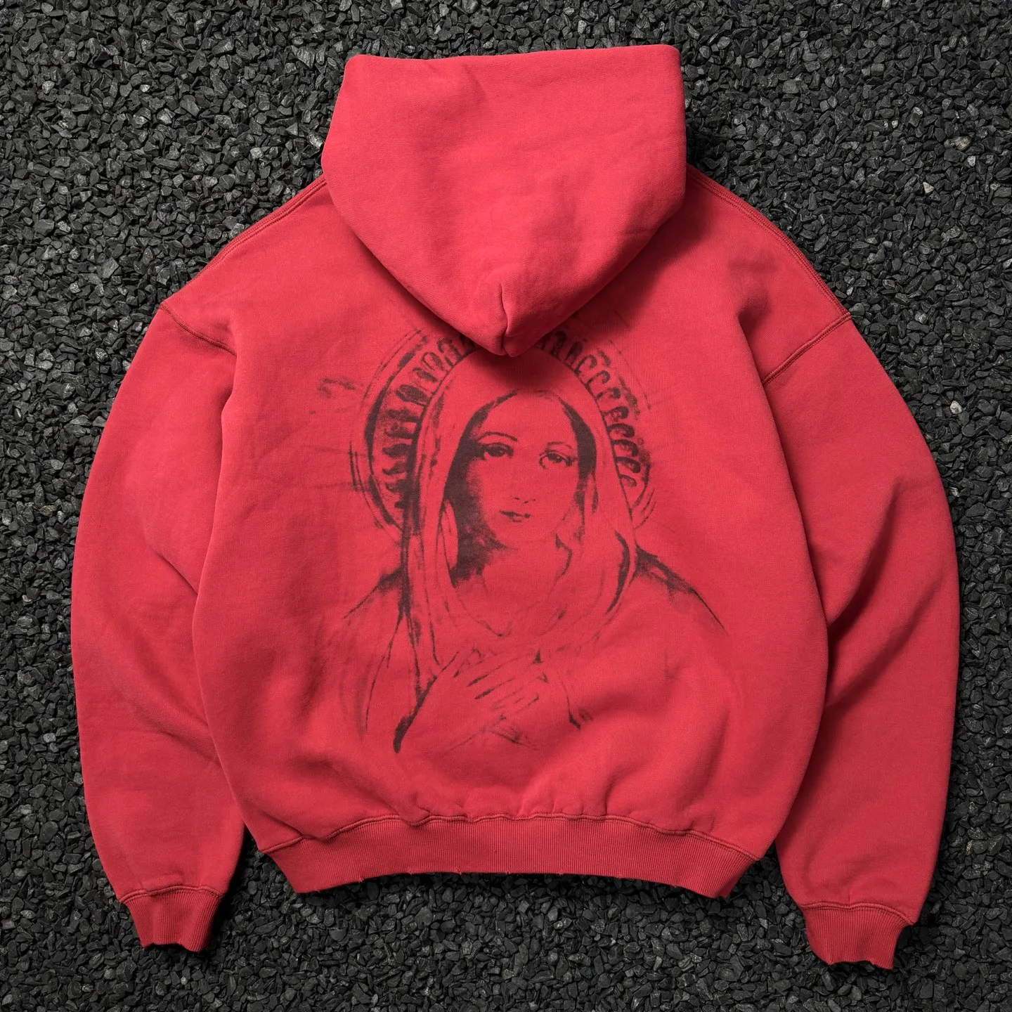 P248 # CHE-11 Saint Michael cho "Virgin Little Angel" American retro hooded sweatshirt, washed and distressed, hand-made destruction process, brushed texture, brushed fabric, three-dimensional tailoring, splicing complex stitching process, size: S M L XL